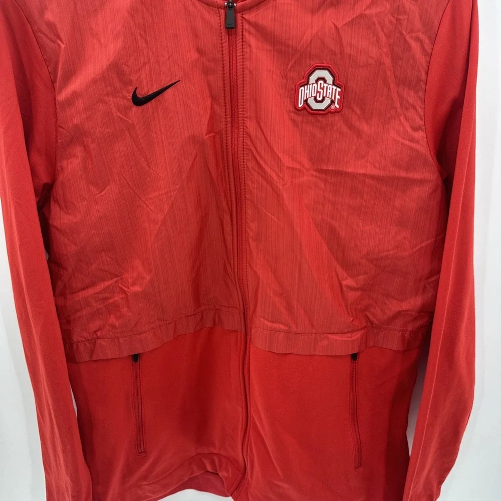 Nike Ohio State‎ Buckeyes Windbreaker Rain Jacket Mens Size Medium Red Vented M